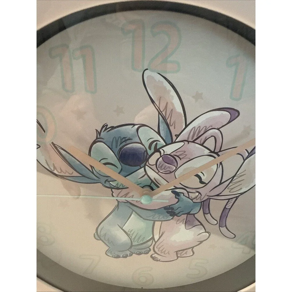 Disney Lilo & Stitch Angel Pink Analog Wall Clock 10 Inch New